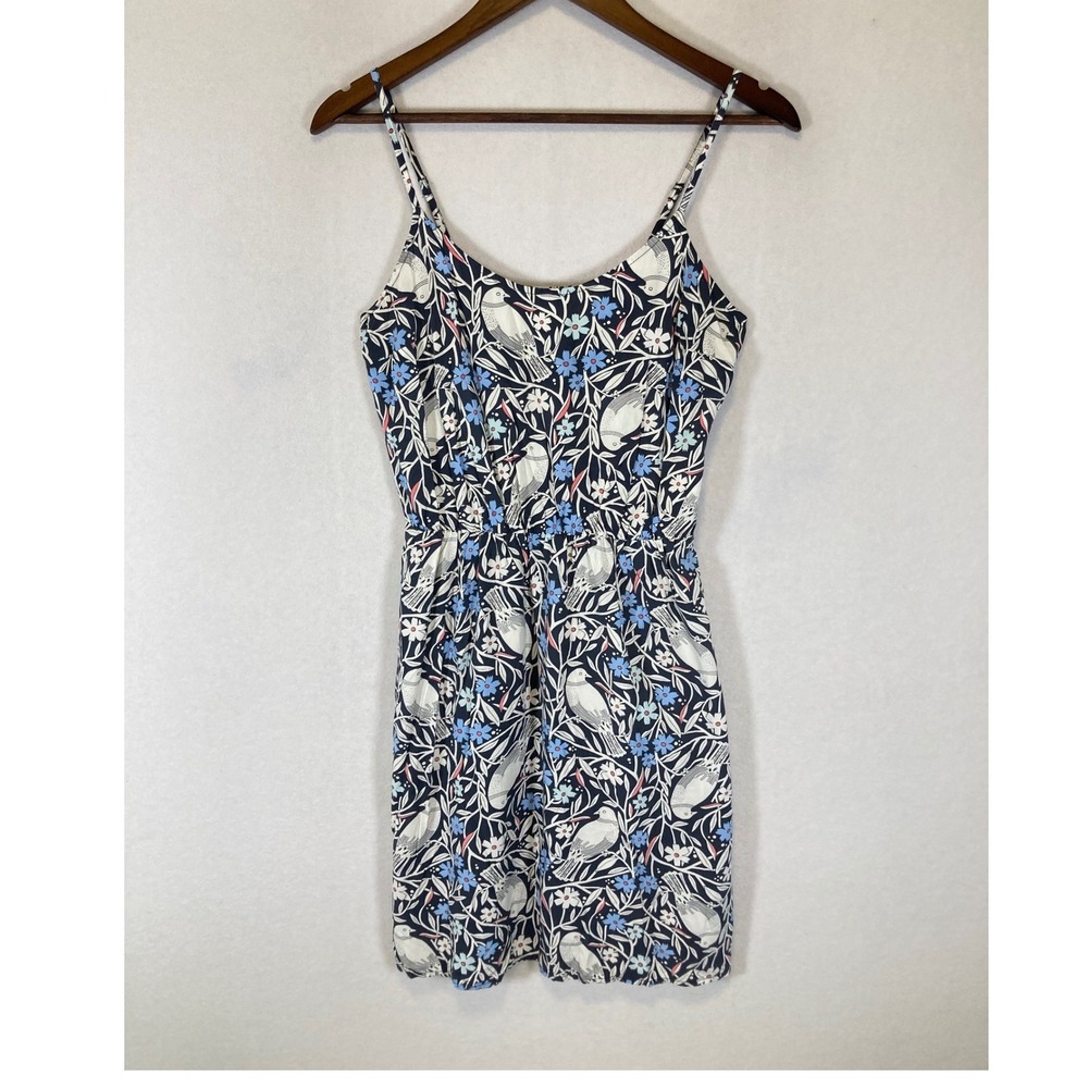 Cottagecore Old Navy Womens Small Blue‎ Bird Floral Print Rayon Cami Mini Dress